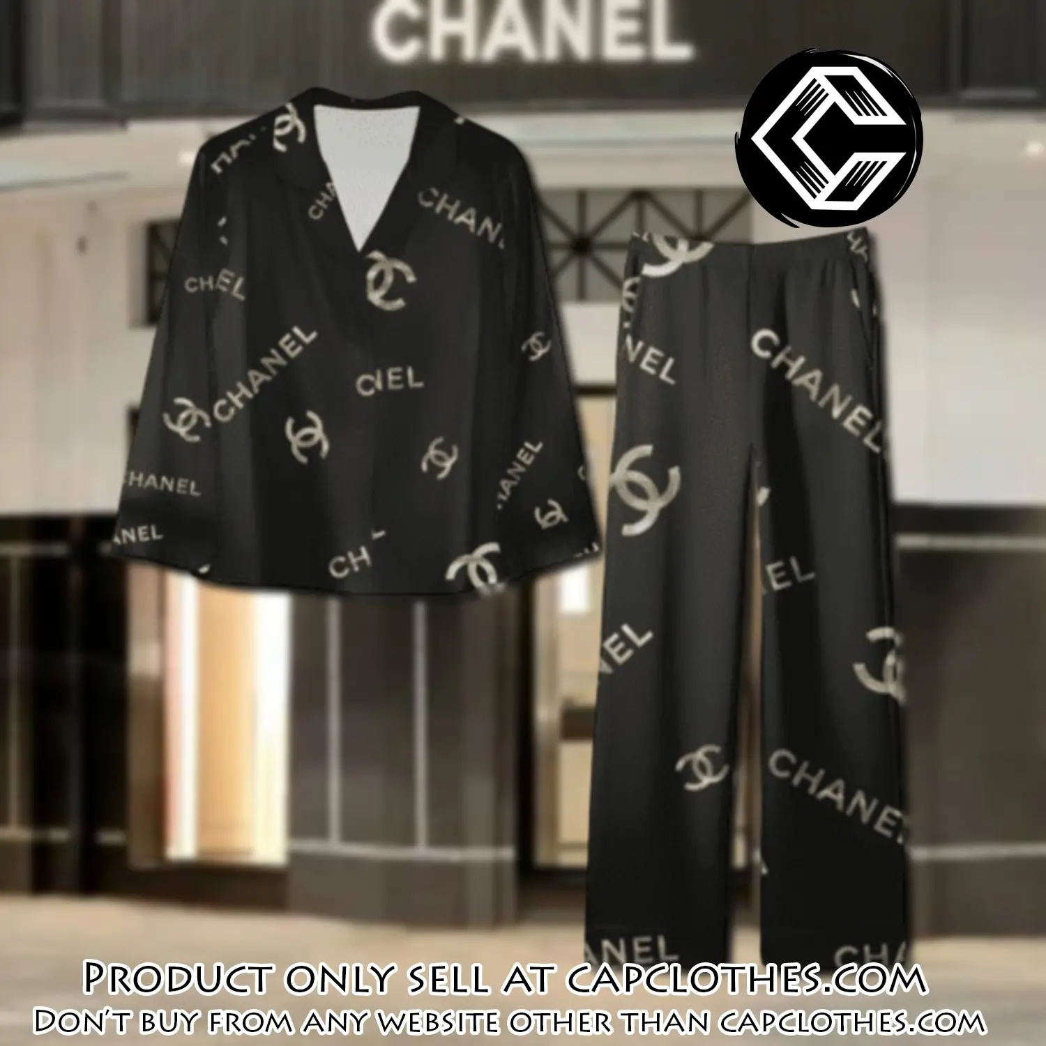 Trending luxury chanel satin pajama set pjs1042 cc1823441